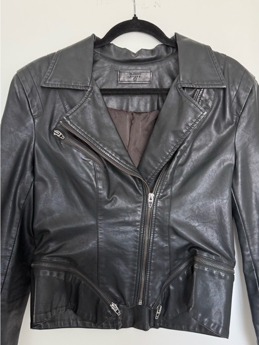 Blank NYC Black Cropped Faux Leather Moto Jacket
